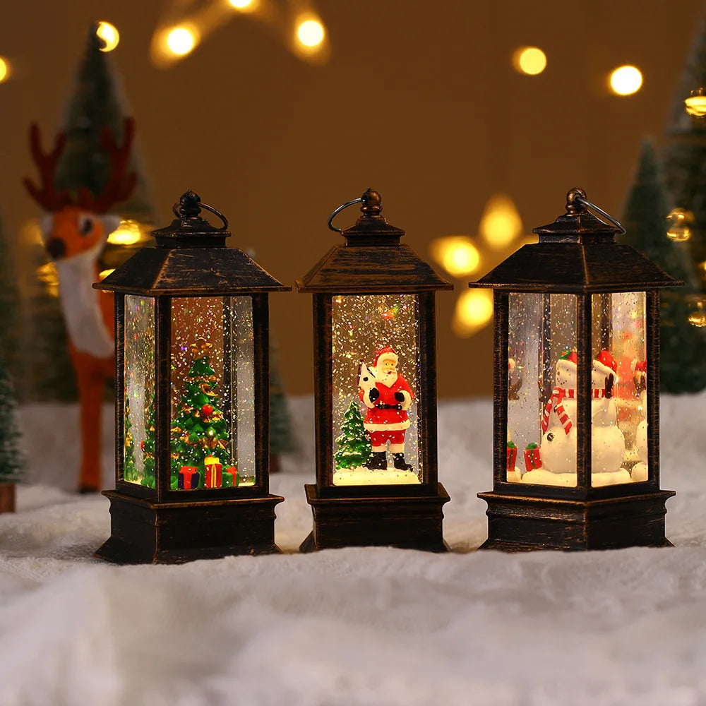 Christmas Decorations Small Oil Lamps Interior Wind Night Lights Portable Led Electronic Lights Gift Ornaments
