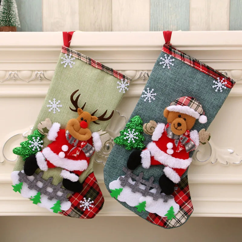 Chaussettes de Noël Décoratives - Petites Bottes Ornements Sac à Bonbons Enfants