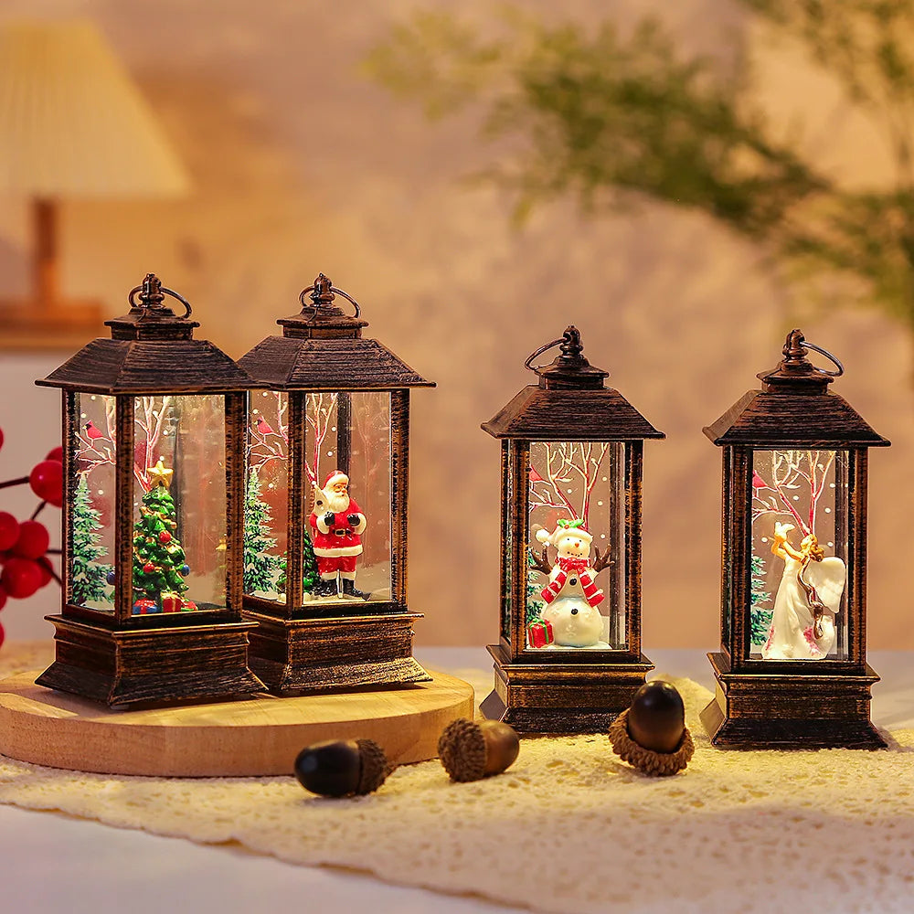 Christmas Decorations Small Oil Lamps Interior Wind Night Lights Portable Led Electronic Lights Gift Ornaments