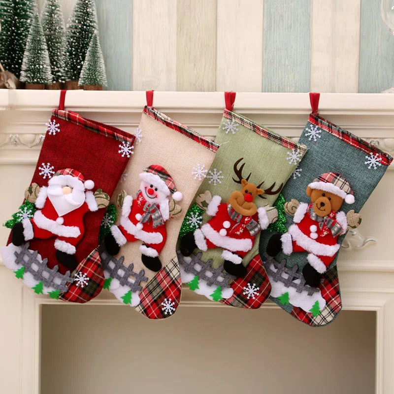 Chaussettes de Noël Décoratives - Petites Bottes Ornements Sac à Bonbons Enfants