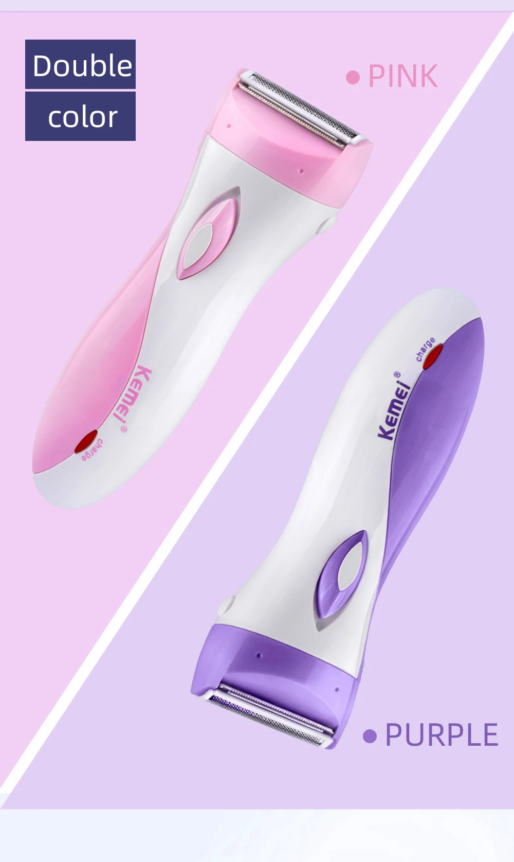 Rasoir Électrique Kemei KM-3018 - Épilateur Rechargeable Corps Complet Femme