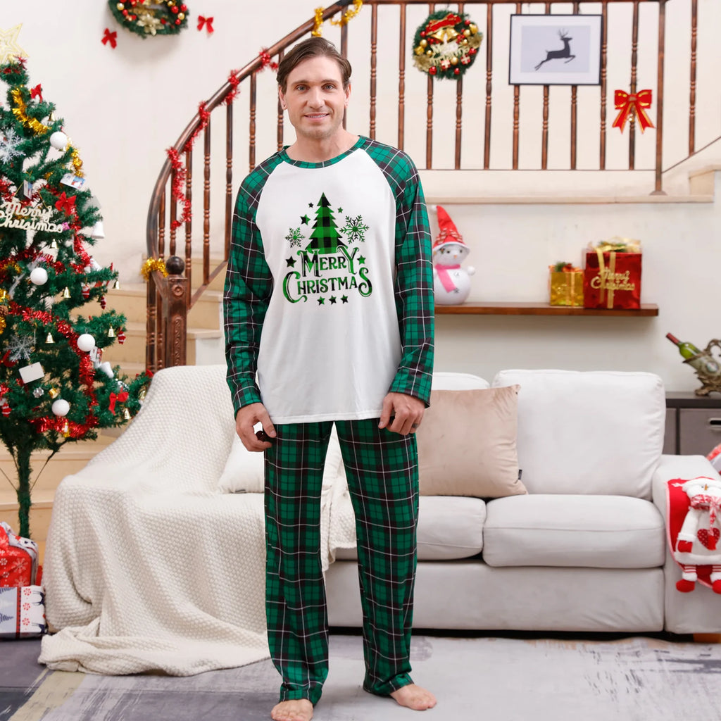 Pyjama de Noël Familial Sapin - Ensemble Assorti Femme Homme Enfant