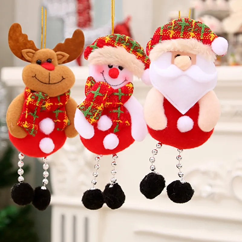 Christmas Plush Doll Ornaments White Santa Claus Snowman Xmas Tree Drop Ornaments Decoration For Home Xmas Party Kids Gifts