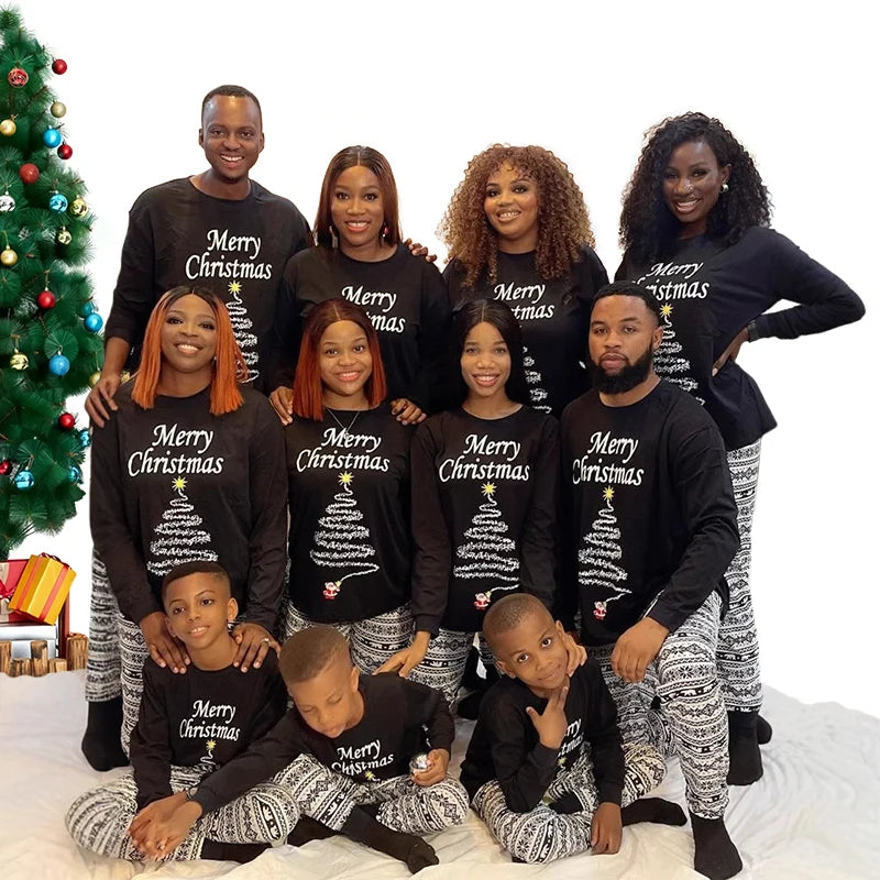 Pyjama de Noël Familial 2025 Vintage - Ensemble Assorti Parents Enfants Bébé
