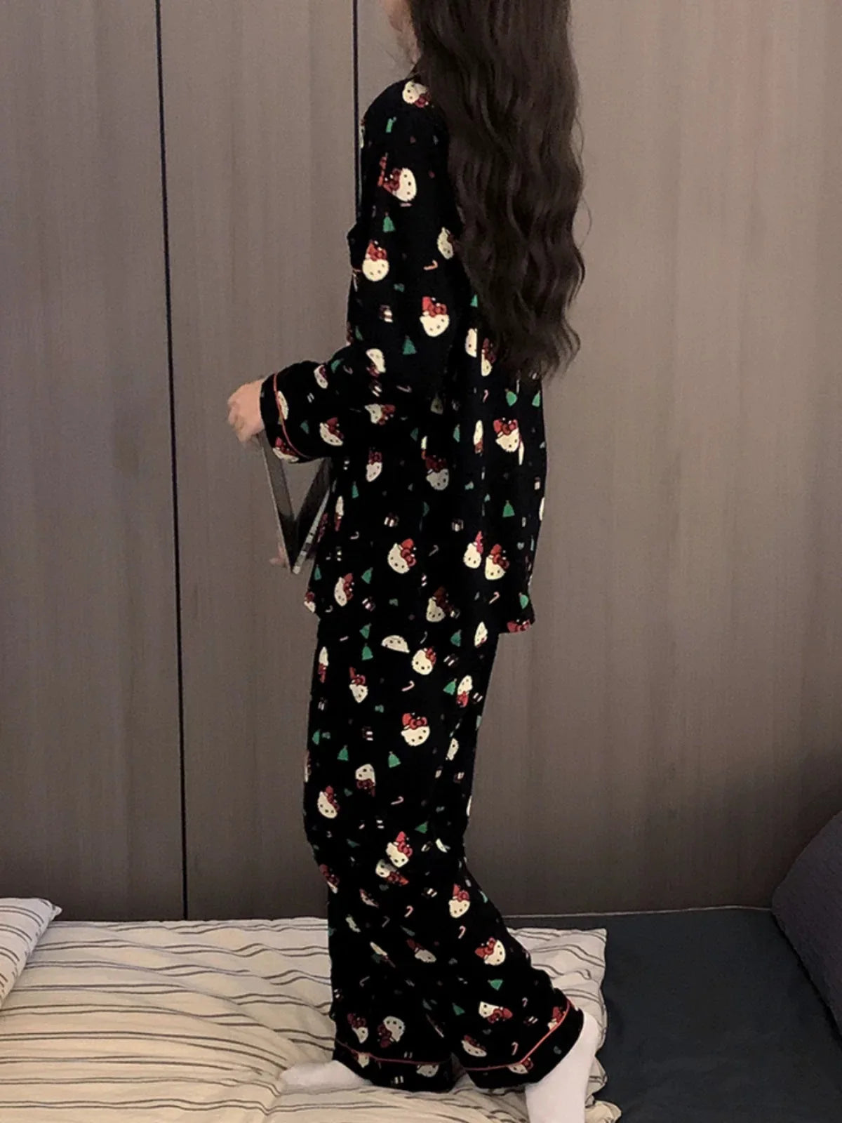 Pyjama de Noël Hello Kitty - Ensemble 2 Pièces Femme Anime Mignon