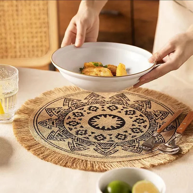 Table Mat Round Placemat Table Individual For Dining Room Decoration Accessories Kitchen Placemats Coffee Coasters Party Dinner