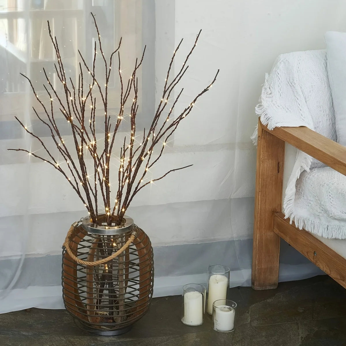 Branches LED Bouleau Blanc - Guirlande Lumineuse Fête Mariage Table