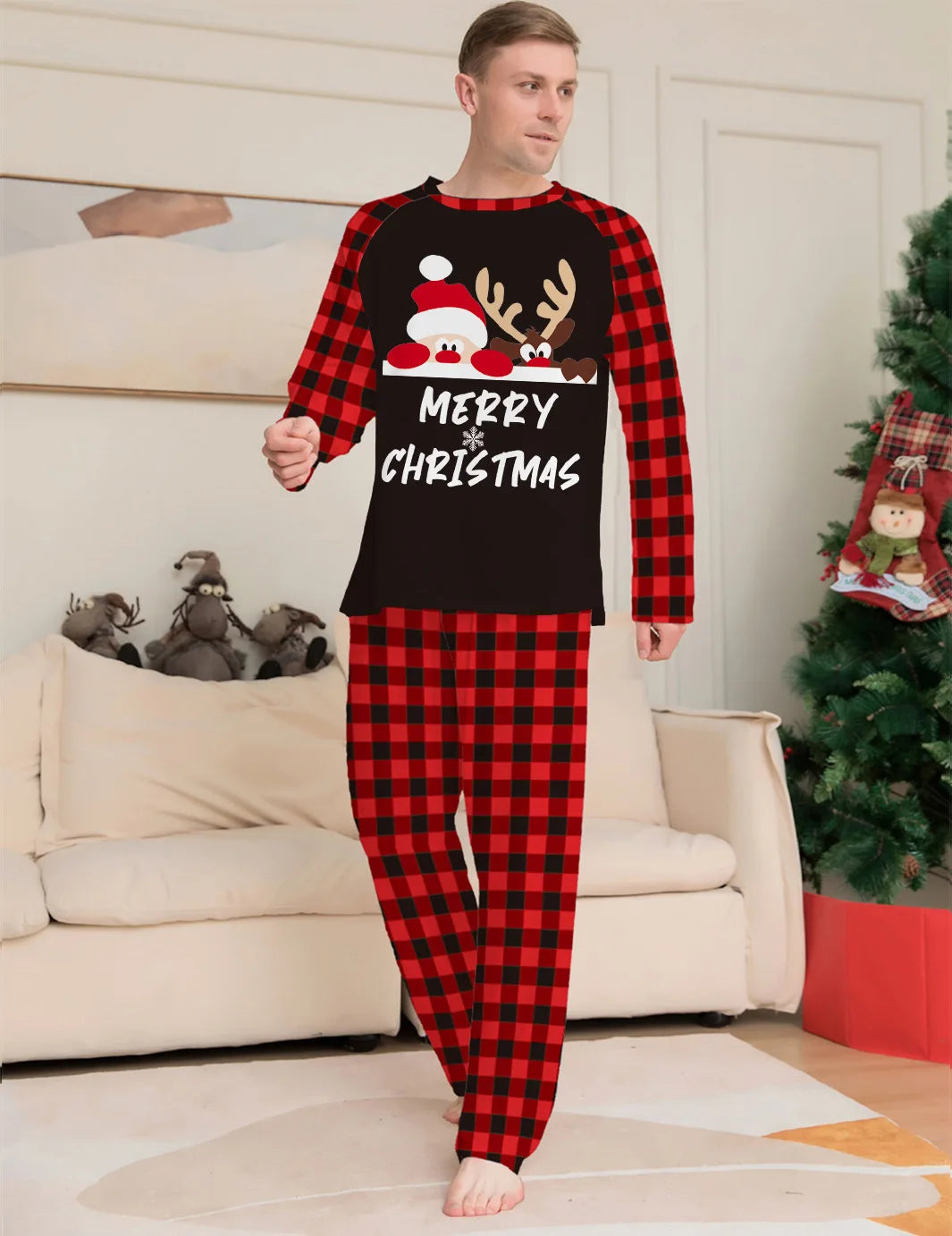 Pyjama de Noël Familial Père Noël - Ensemble Assorti Femme Homme Enfant
