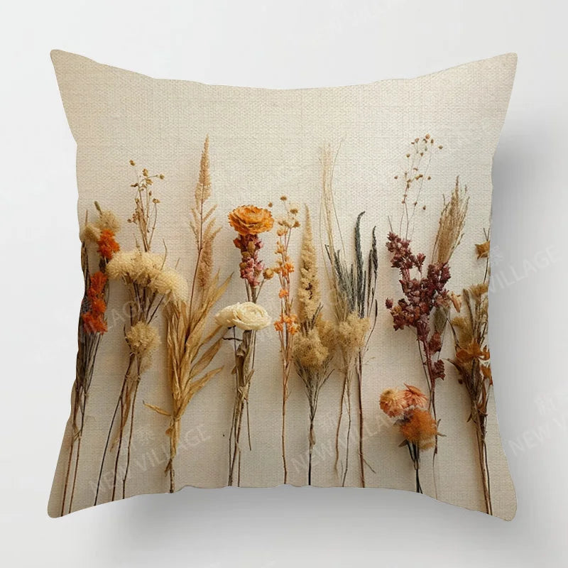 Scandinavian Plant Print Pillow Cover Living Room Sofa Cushion Cover Modern Simple Ins Style Home Decoration 40x40cm