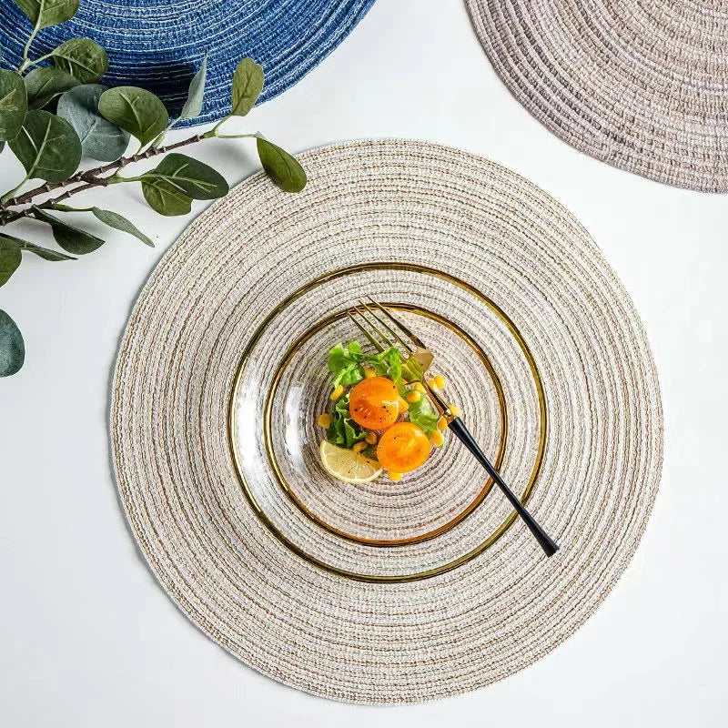 Round Braided Placemats,Washable Round Placemats for Kitchen Table 15 inch Round Table Mat for Dining Tables Holiday Party Decor