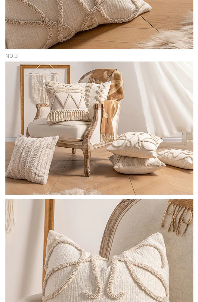 Chic Knit Pillow Covers Ins Style Sofa Cushion Cases Elegant Tassel Throw Pillowcovers Luxury Minimalist Accent Decor