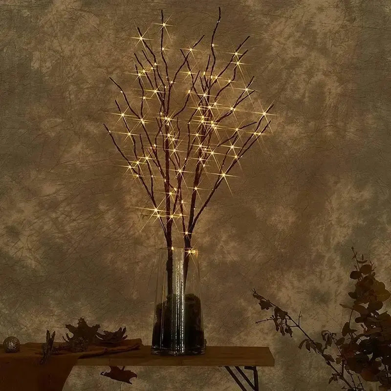 1pc 74cm/29.13in 50LED Brown Artificial Branches Lights,Indoor Battery Powered Decoration Light For Home,Restaurant,Coffee,Store