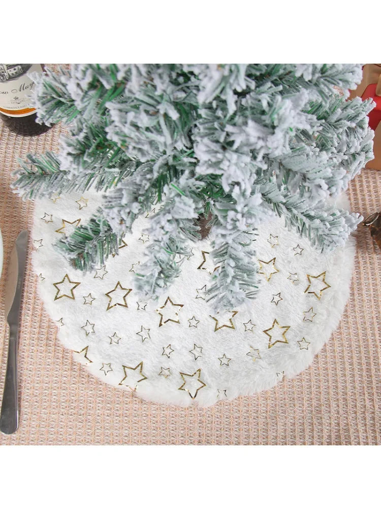 Petite Jupe de Sapin 15 Pouces - Peluche Blanche Fausse Fourrure avec Sequins