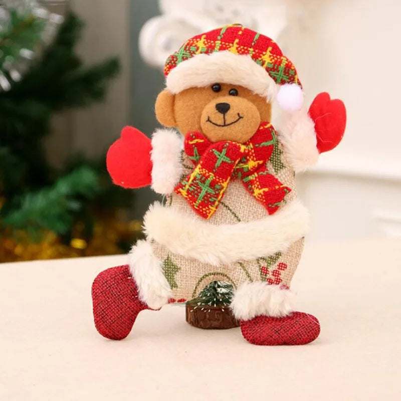 Christmas Plush Doll Ornaments White Santa Claus Snowman Xmas Tree Drop Ornaments Decoration For Home Xmas Party Kids Gifts