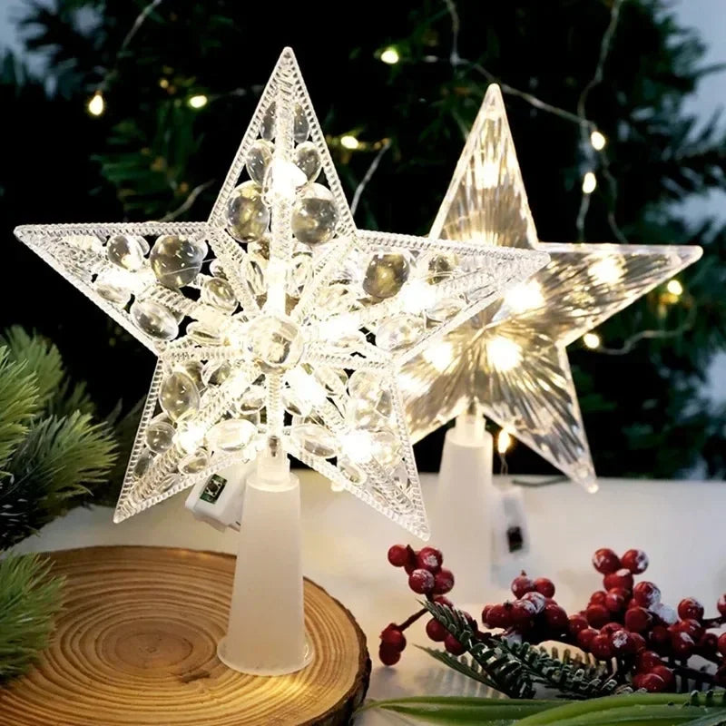 Étoile LED Lumineuse 15cm pour Sapin de Noël - Blanc Chaud - Décoration Festive