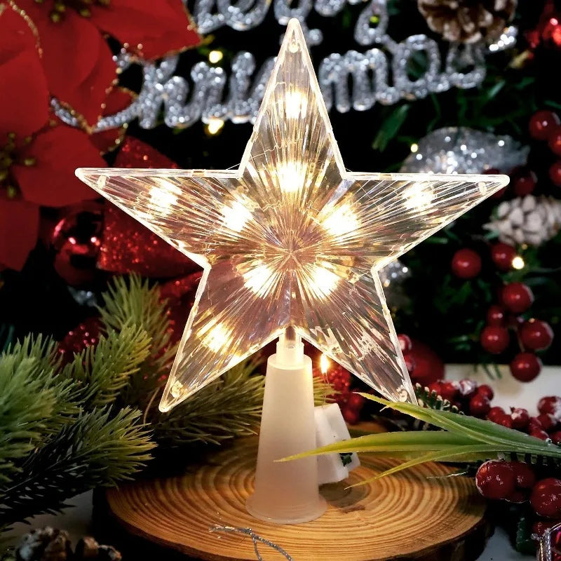 Étoile LED Lumineuse 15cm pour Sapin de Noël - Blanc Chaud - Décoration Festive