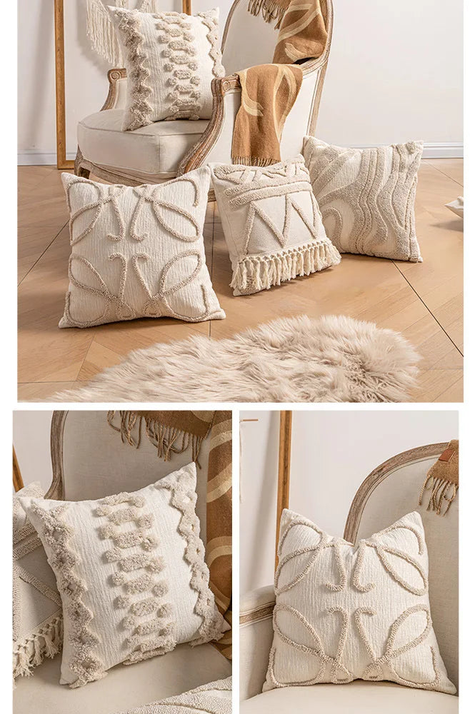 Chic Knit Pillow Covers Ins Style Sofa Cushion Cases Elegant Tassel Throw Pillowcovers Luxury Minimalist Accent Decor