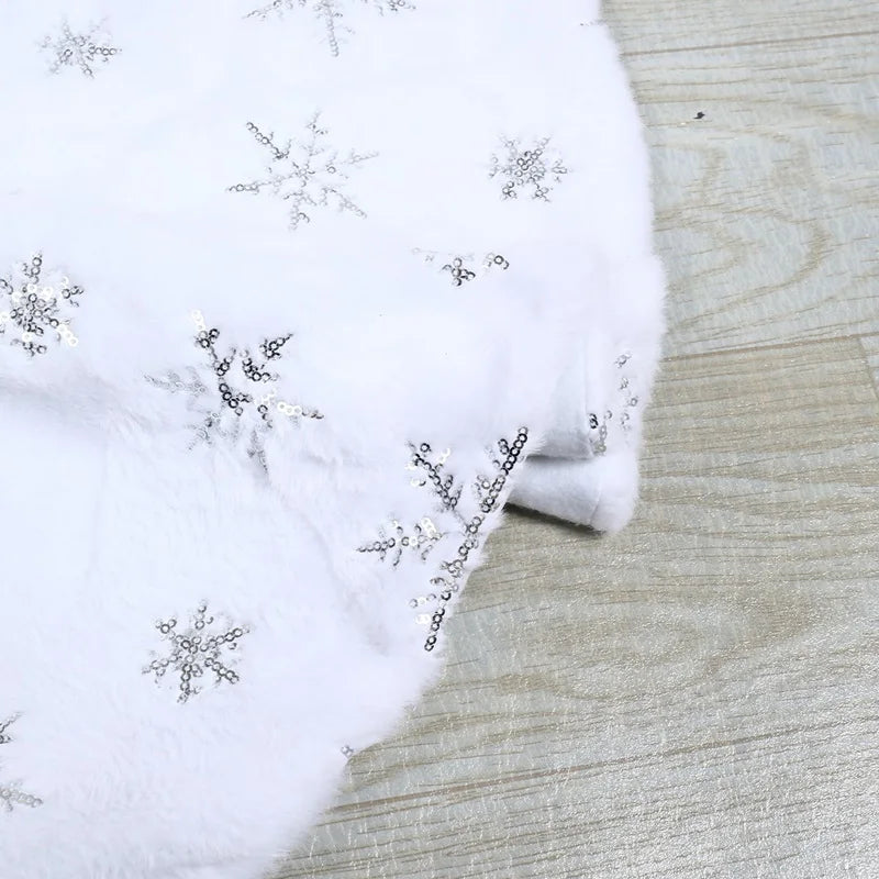 Jupe de Sapin de Noël 90cm - Flocons de Neige Blanc et Or