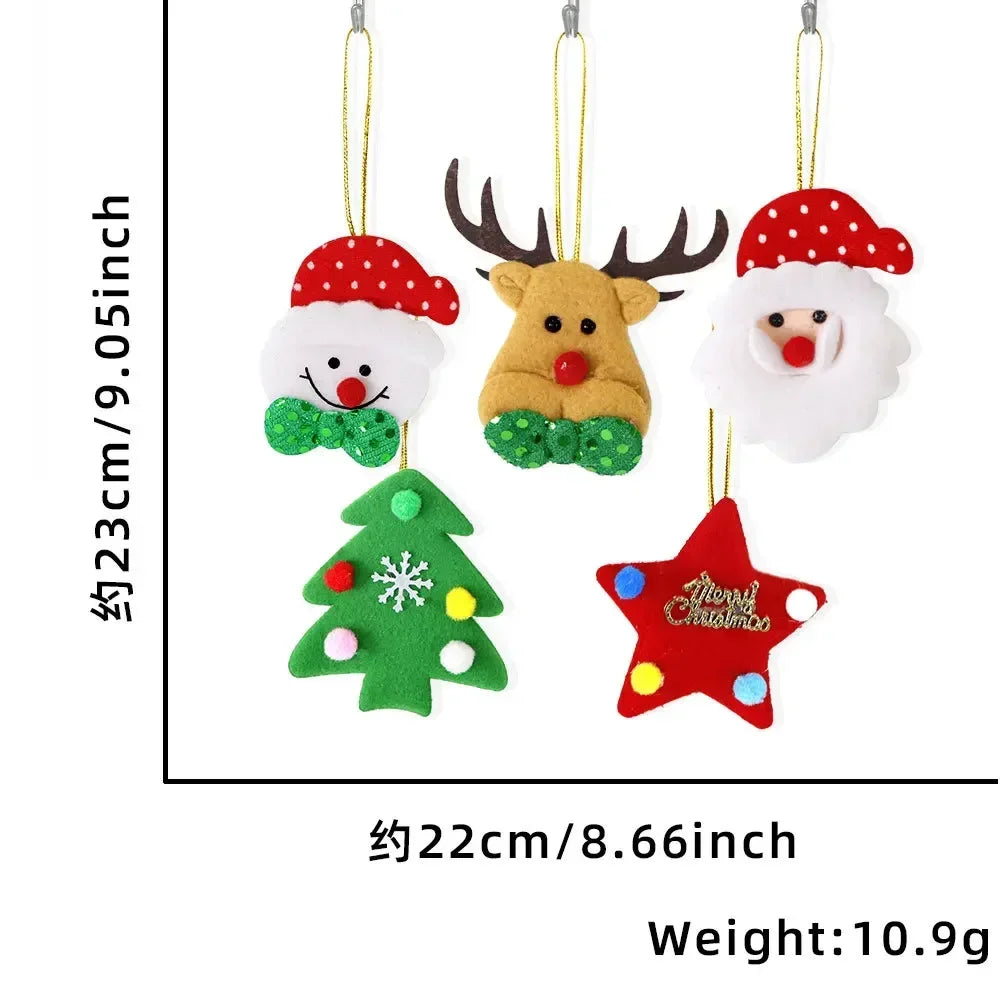 Pendentifs Peluche de Noël - Père Noël Bonhomme de Neige - Ornements Sapin