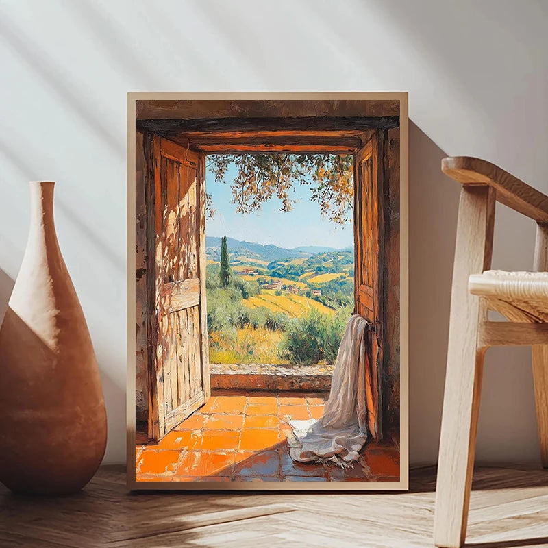 Vintage Ocean Oil Art Rustic Cozy Decor Sunlit Seaside Landscape Poster Canvas Paintings And Prints For Living Room Home Decor