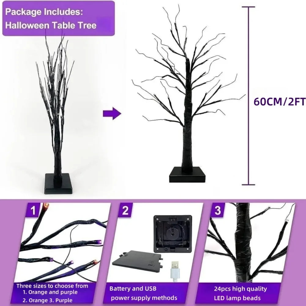 Arbre LED Bouleau de Noël - Lumières Décoratives Chambre Intérieur Lumineux