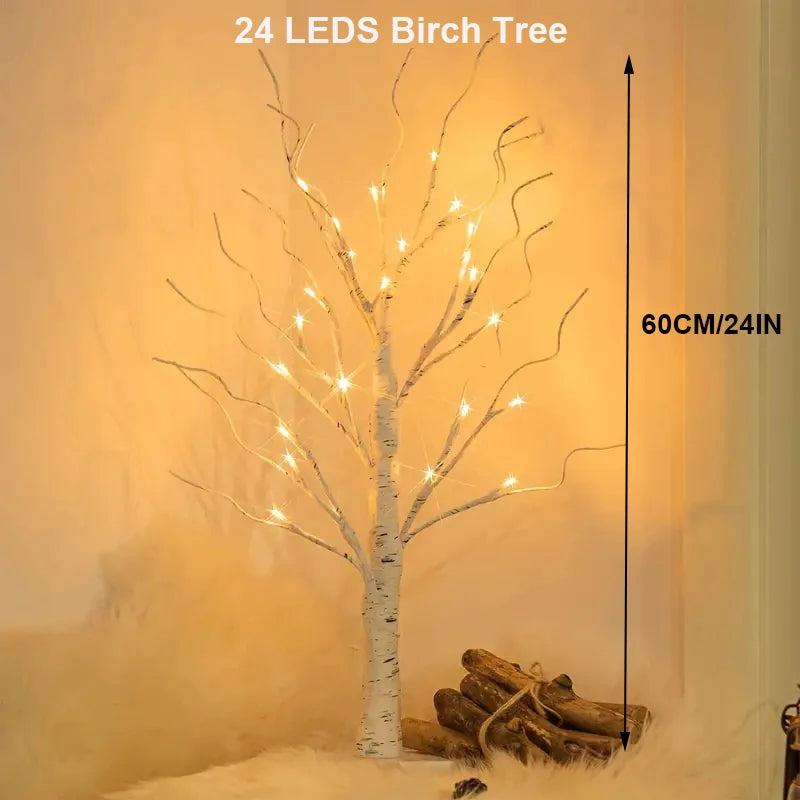 Arbre Lumineux LED Bouleau 144 LED - Blanc Chaud USB/Batterie - Décoration Noël