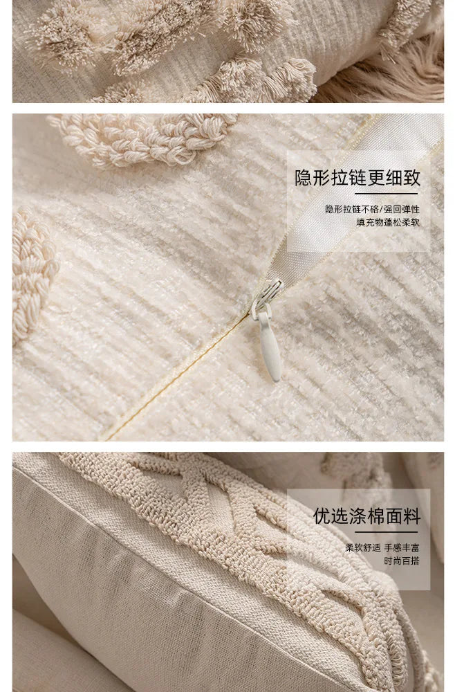 Chic Knit Pillow Covers Ins Style Sofa Cushion Cases Elegant Tassel Throw Pillowcovers Luxury Minimalist Accent Decor