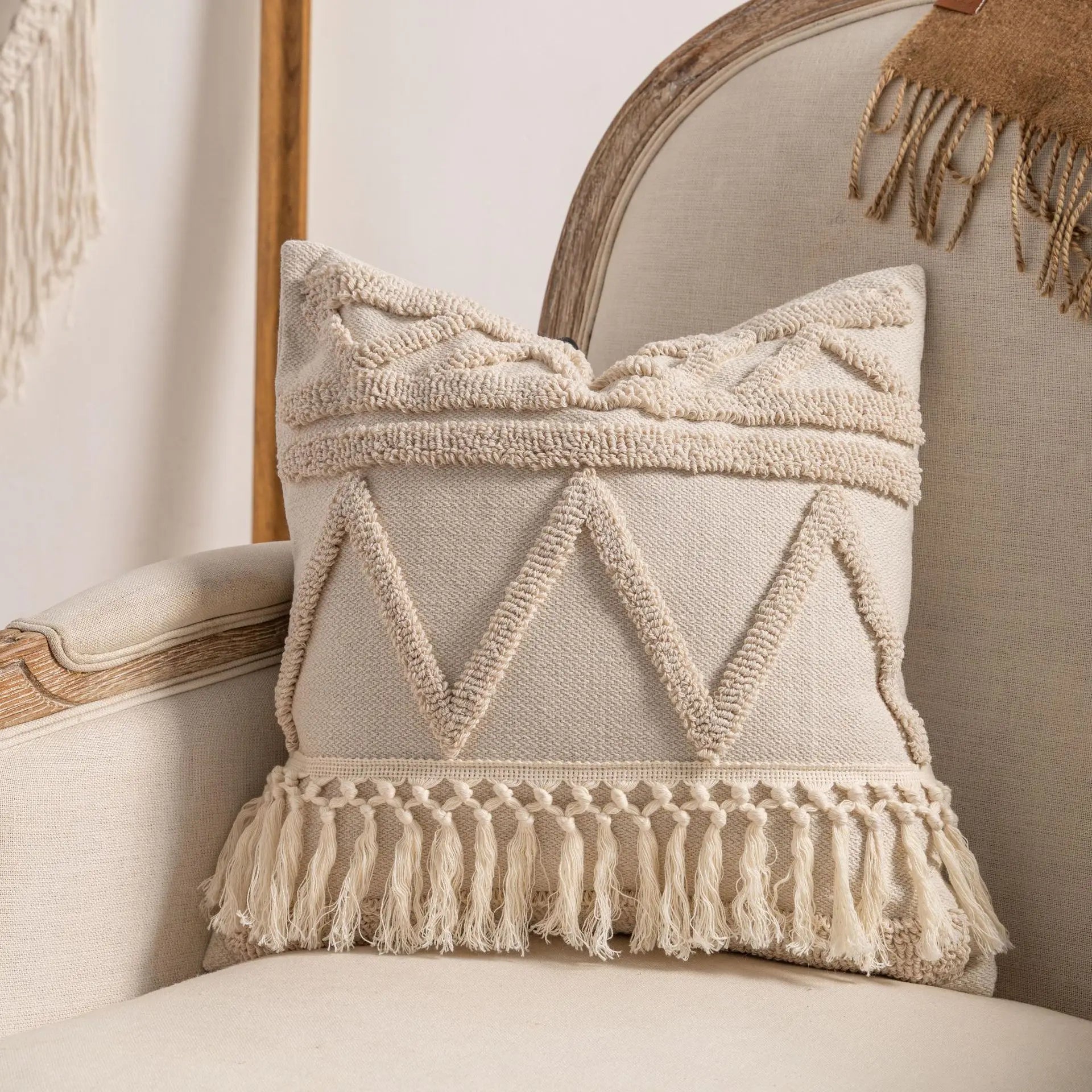 Chic Knit Pillow Covers Ins Style Sofa Cushion Cases Elegant Tassel Throw Pillowcovers Luxury Minimalist Accent Decor