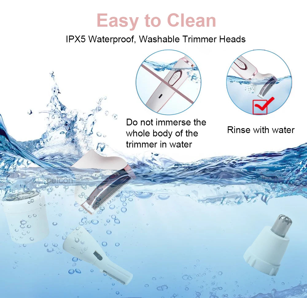 Rasoir Électrique Femme 4-en-1 - Épilateur Multifonction Visage Corps Bikini