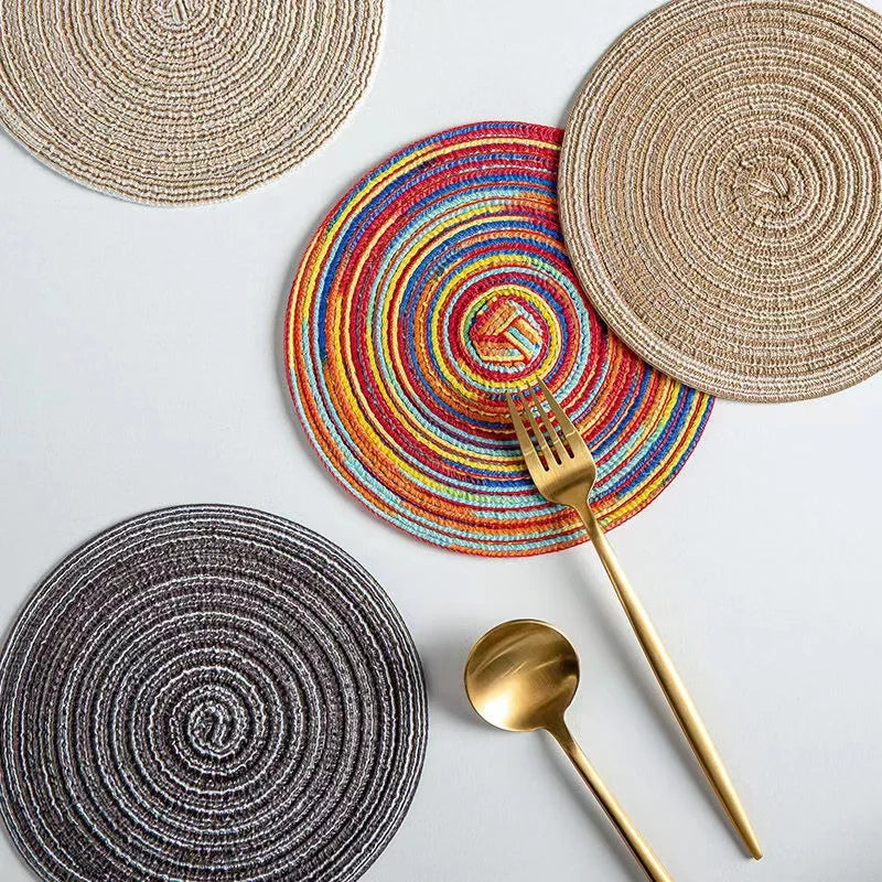 Round Braided Placemats,Washable Round Placemats for Kitchen Table 15 inch Round Table Mat for Dining Tables Holiday Party Decor