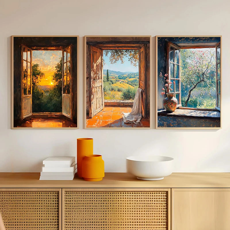 Vintage Ocean Oil Art Rustic Cozy Decor Sunlit Seaside Landscape Poster Canvas Paintings And Prints For Living Room Home Decor