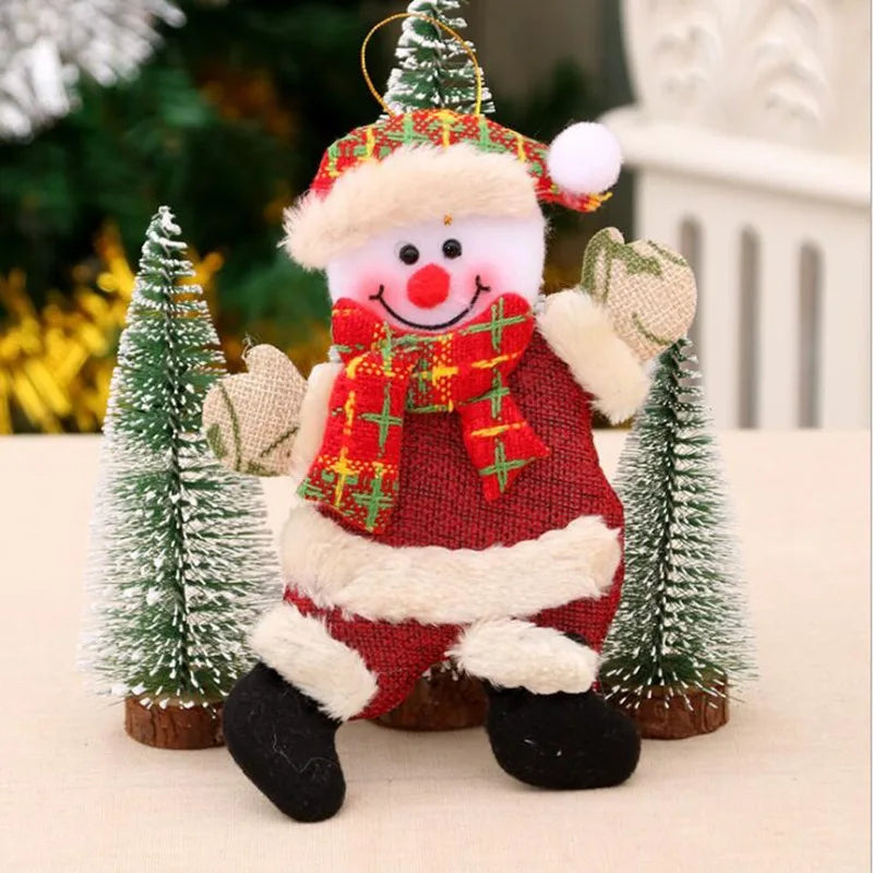 Christmas Plush Doll Ornaments White Santa Claus Snowman Xmas Tree Drop Ornaments Decoration For Home Xmas Party Kids Gifts