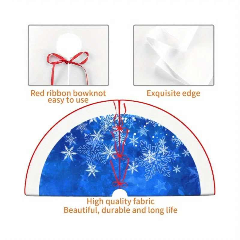 Jupe de Sapin VIKAMA 80cm - Design Flocons Bleus Élégant