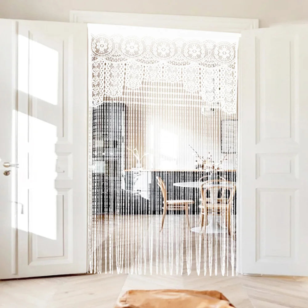 Macrame Lace Door String Curtain for Doorway Boho Window Panel Room Divider Wall Closet Curtains for Bedroom Living Room Kitchen