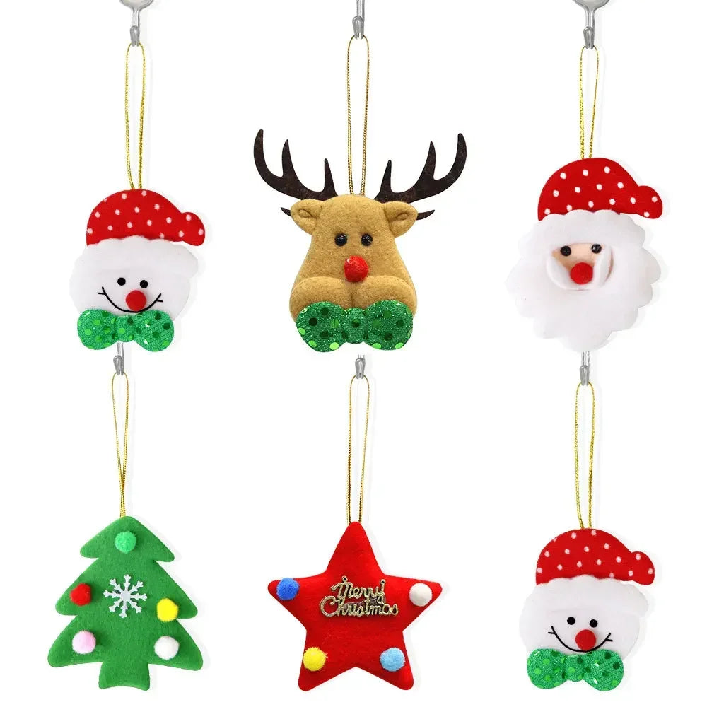 Pendentifs Peluche de Noël - Père Noël Bonhomme de Neige - Ornements Sapin