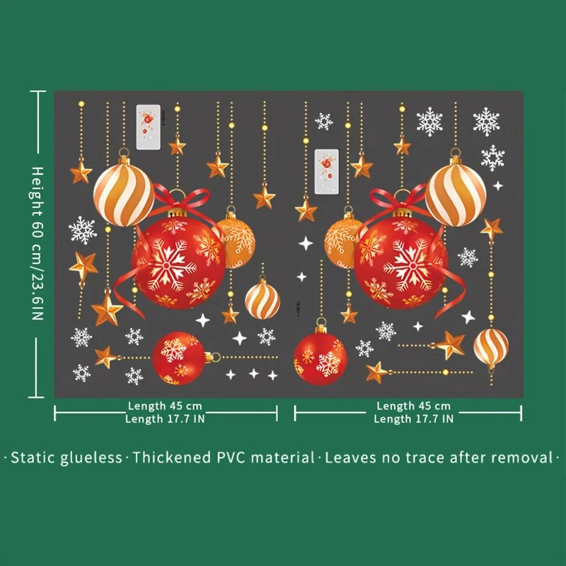 Autocollants de Noël Décoratifs - Boules Étoiles Flocons - Stickers Fenêtre Vitre