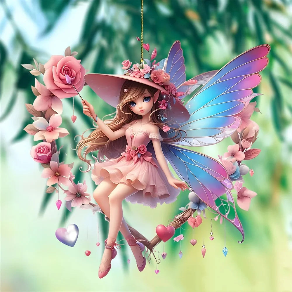 Attrape-Soleil Fée des Fleurs - Décoration Fenêtre Vitrail Acrylique