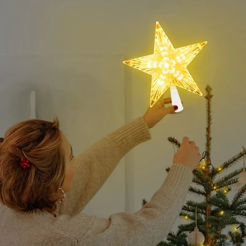 Étoile Lumineuse LED pour Sommet de Sapin - Lampe Scintillante Noël