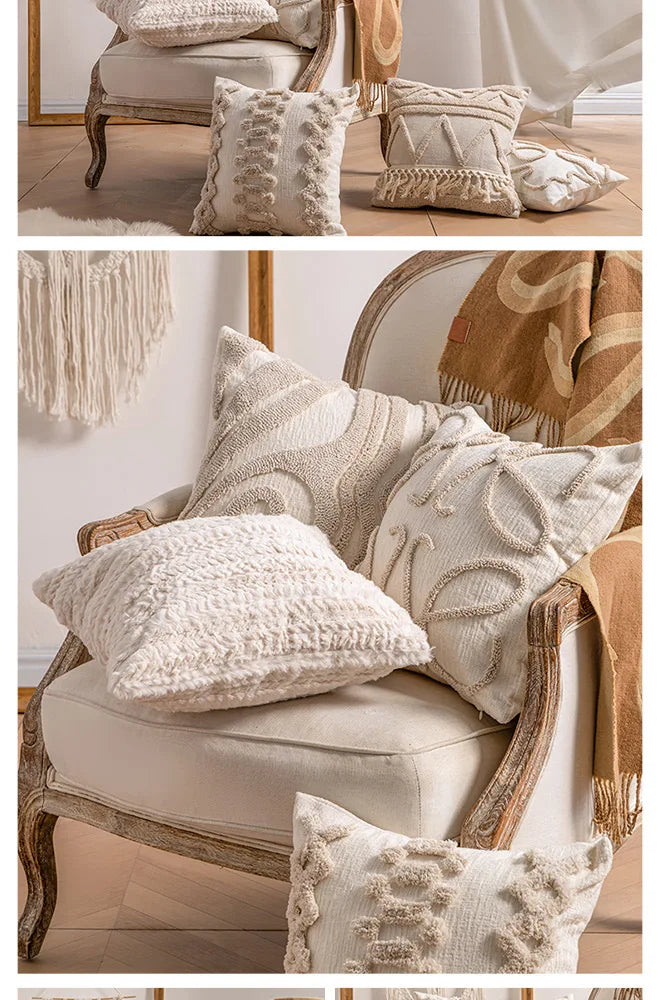 Chic Knit Pillow Covers Ins Style Sofa Cushion Cases Elegant Tassel Throw Pillowcovers Luxury Minimalist Accent Decor
