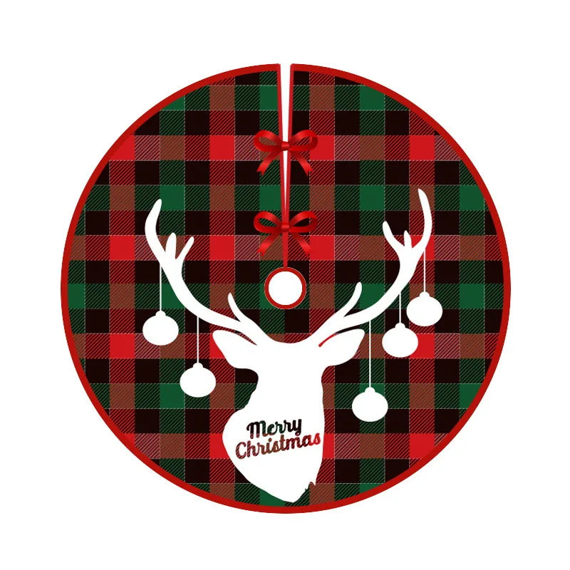 Jupe de Sapin Rustique à Carreaux Buffalo Rouge et Noir avec Ornements