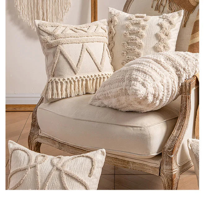 Chic Knit Pillow Covers Ins Style Sofa Cushion Cases Elegant Tassel Throw Pillowcovers Luxury Minimalist Accent Decor