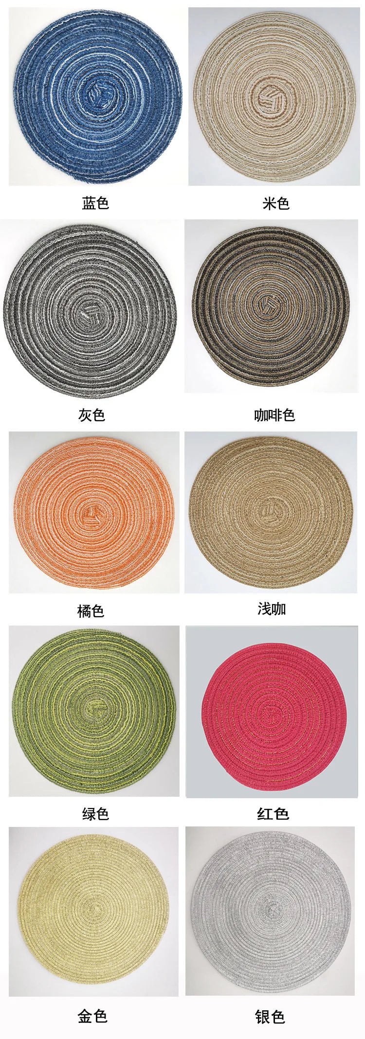 Round Braided Placemats,Washable Round Placemats for Kitchen Table 15 inch Round Table Mat for Dining Tables Holiday Party Decor