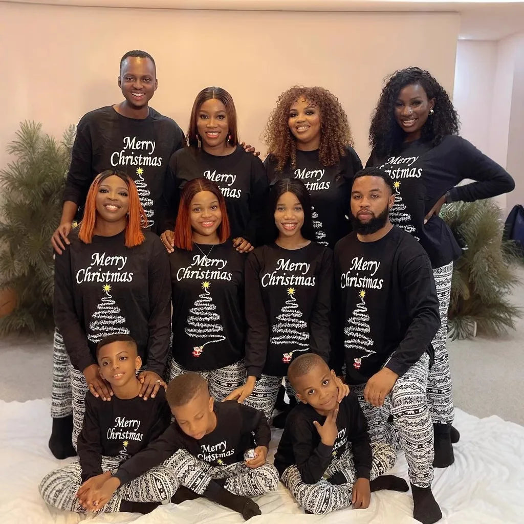 Pyjama de Noël Familial 2025 Vintage - Ensemble Assorti Parents Enfants Bébé