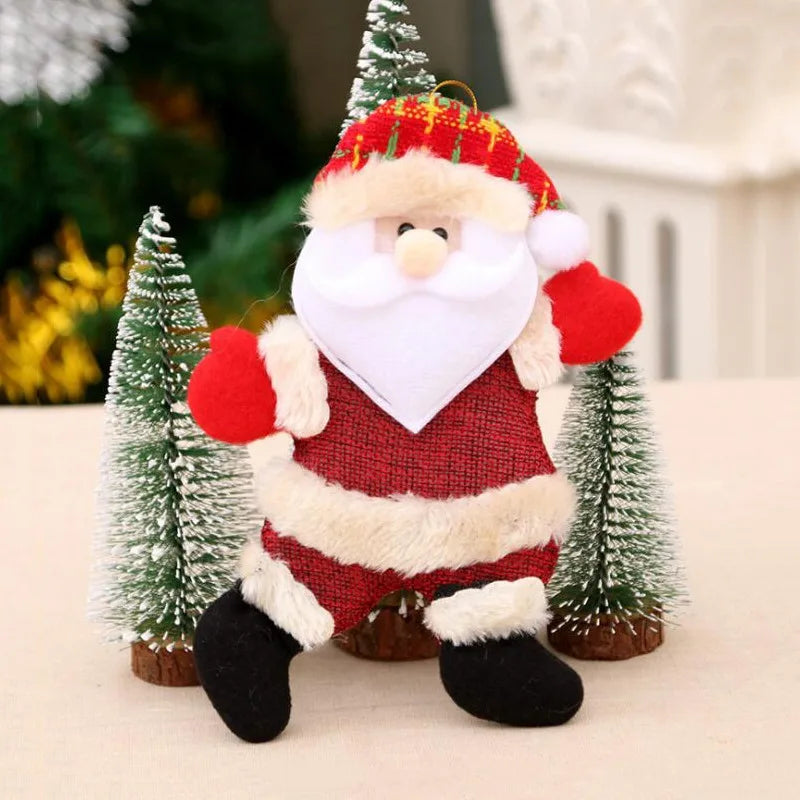 Christmas Plush Doll Ornaments White Santa Claus Snowman Xmas Tree Drop Ornaments Decoration For Home Xmas Party Kids Gifts