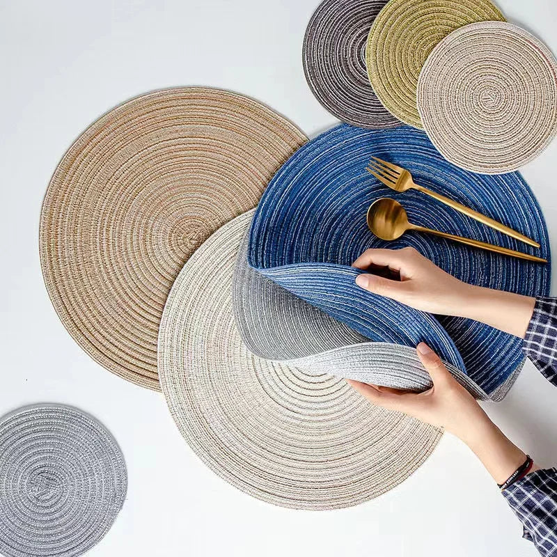 Round Braided Placemats,Washable Round Placemats for Kitchen Table 15 inch Round Table Mat for Dining Tables Holiday Party Decor