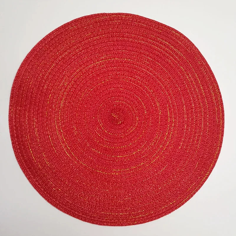 Round Braided Placemats,Washable Round Placemats for Kitchen Table 15 inch Round Table Mat for Dining Tables Holiday Party Decor