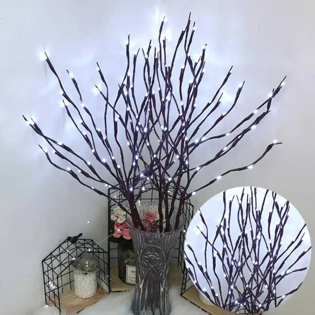 Branches LED Bouleau 20 LED - Lumières Féeriques à Piles - Décoration Mariage Noël