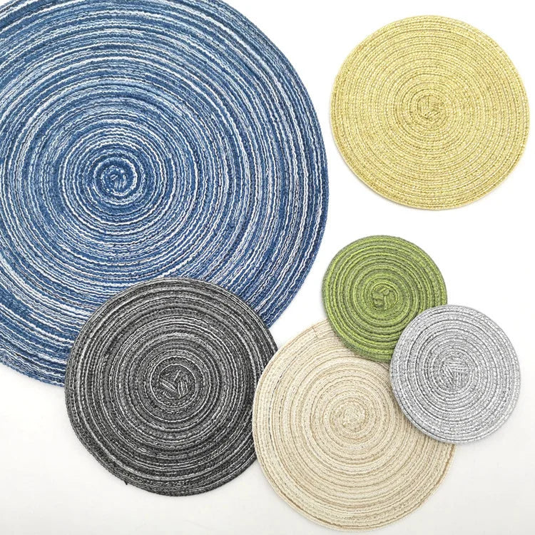 Round Braided Placemats,Washable Round Placemats for Kitchen Table 15 inch Round Table Mat for Dining Tables Holiday Party Decor