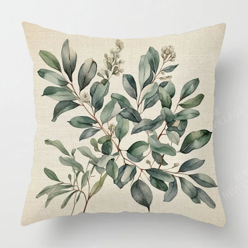 Scandinavian Plant Print Pillow Cover Living Room Sofa Cushion Cover Modern Simple Ins Style Home Decoration 40x40cm