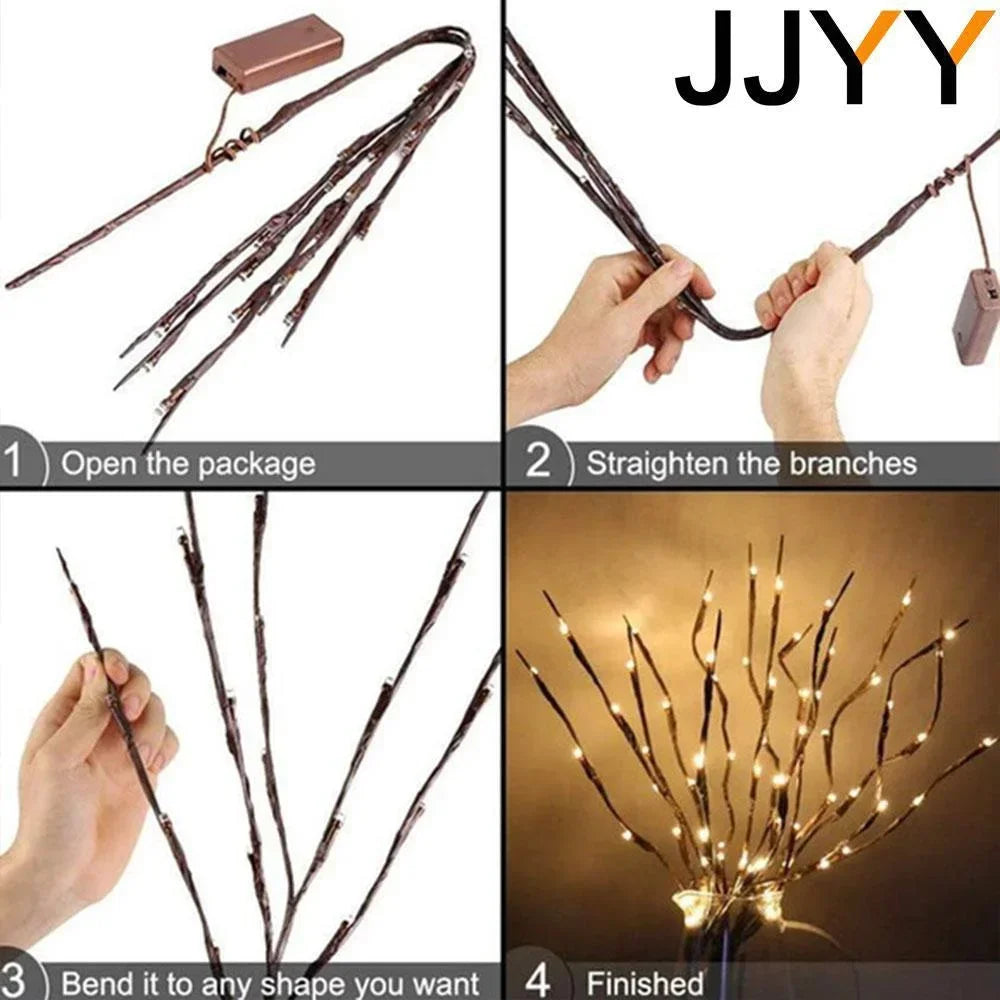 Branches LED Noël 20 LED Flexibles - Lumières à Piles Décoration Maison Fête